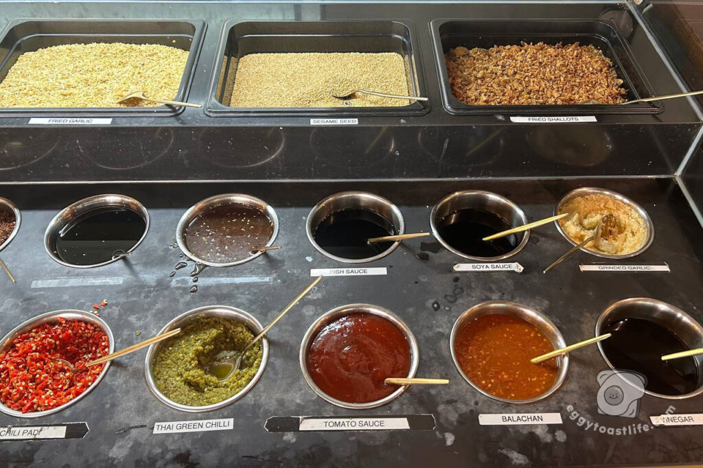 close up of condiments at laut