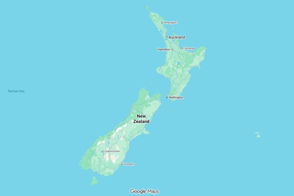new zealand map north & south island
